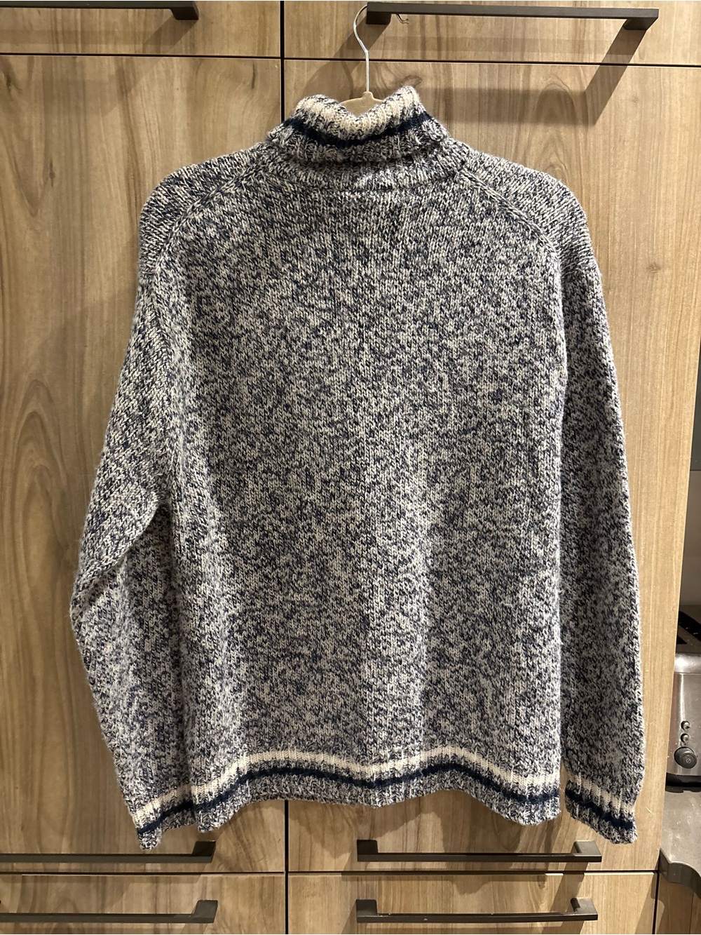 Vintage B.C. Clothing Wool Blend Marled Turtleneck Sweater Blue Cream Cabinecore - Picture 6 of 12